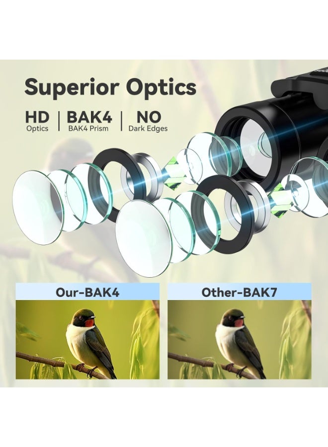 300x25 Binoculars for Adults and Kids, High Powered Mini Pocket Binoculars with Phone Adapter, Waterproof Compact Binoculars for Bird Watching, Hunting, Concert, Theater, Opera, Traveling, Sightseeing - Image 3